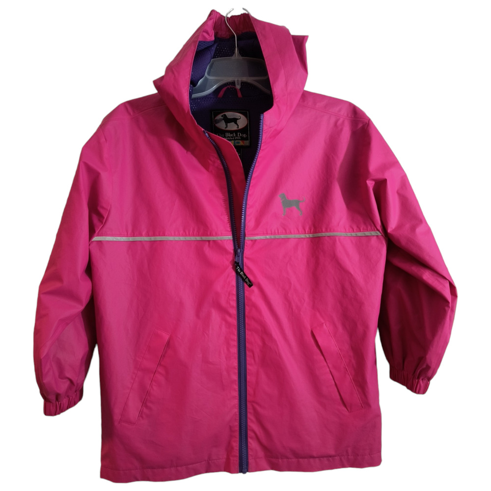 The Black Dog Hooded Jacket Youth Girls Size 10 /12 Pink Full Zip Reflective